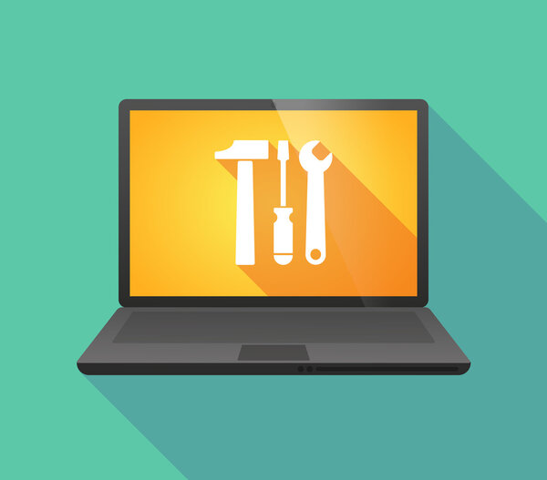Laptop icon with a tool set