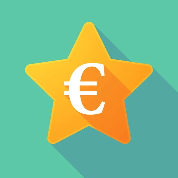 Longue ombre étoile avec un signe euro — Image vectorielle