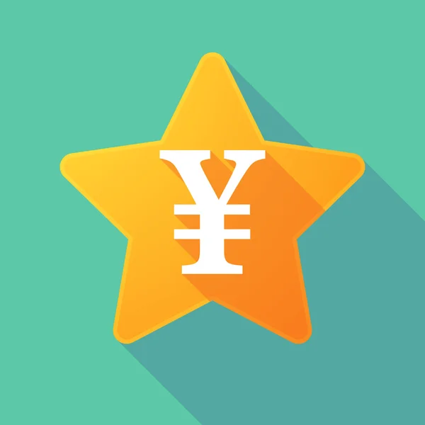 Longue ombre étoile avec un signe yen — Image vectorielle