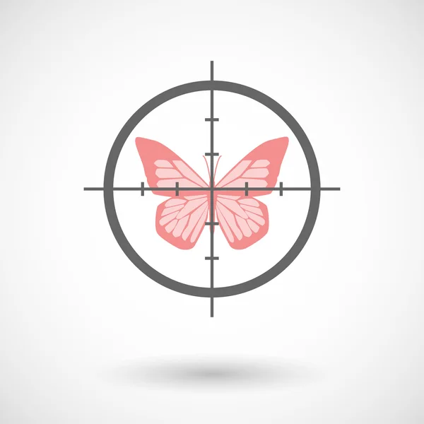 Εικονίδιο σταυρονήματος στόχευση μια πεταλούδα — Διανυσματικό Αρχείο