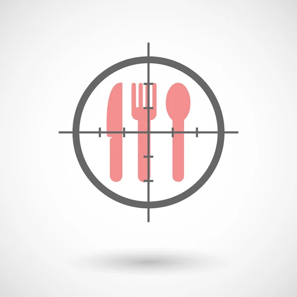 Crosshair icon targeting a cutlery — Stock Vector