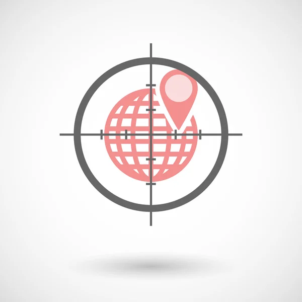 Ícone Crosshair visando um globo mundial — Vetor de Stock