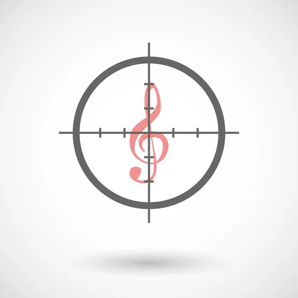 Crosshair icon targeting a g clef — Stock Vector