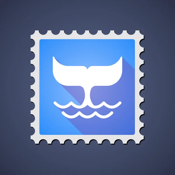 Blue ,ail stamp icon with a whale tail — Stock Vector