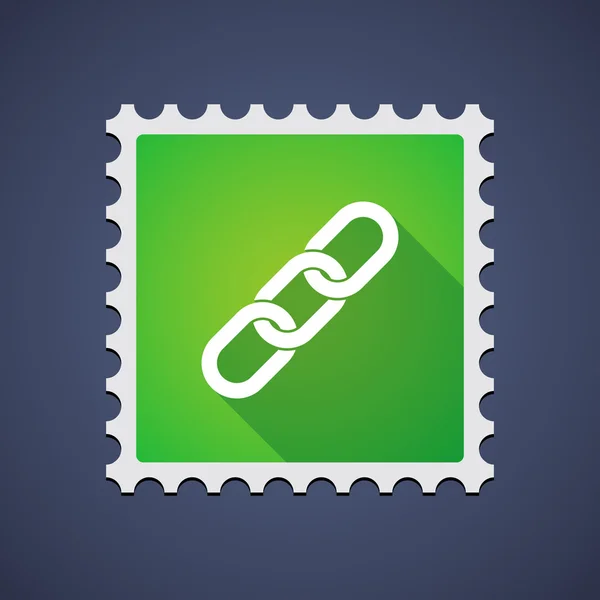 Green mail stamp icon with a chain — Stock Vector