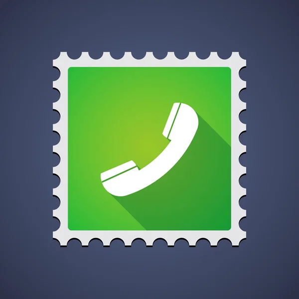 Icono de sello de correo verde con un teléfono — Archivo Imágenes Vectoriales