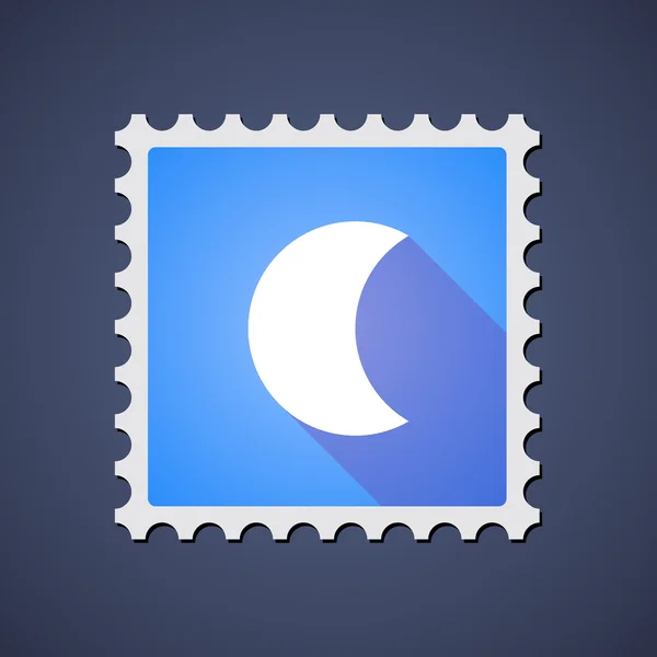 Blue mail stamp icon with a moon — Stock Vector