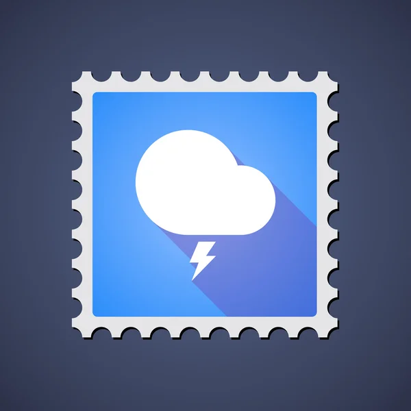 Blue mail stamp icon with a stormy cloud — Stock Vector