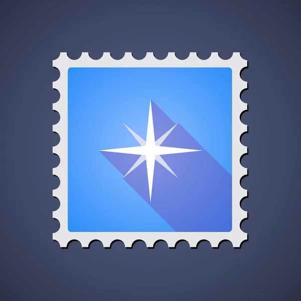 Blue mail stamp icon with a sparkle — Stock Vector
