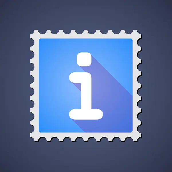 Blue mail stamp icon with an info sign — Stock Vector