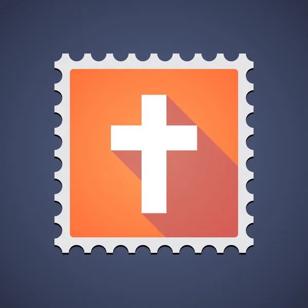 Oranje postpictogram stempel met een kruis — Stockvector