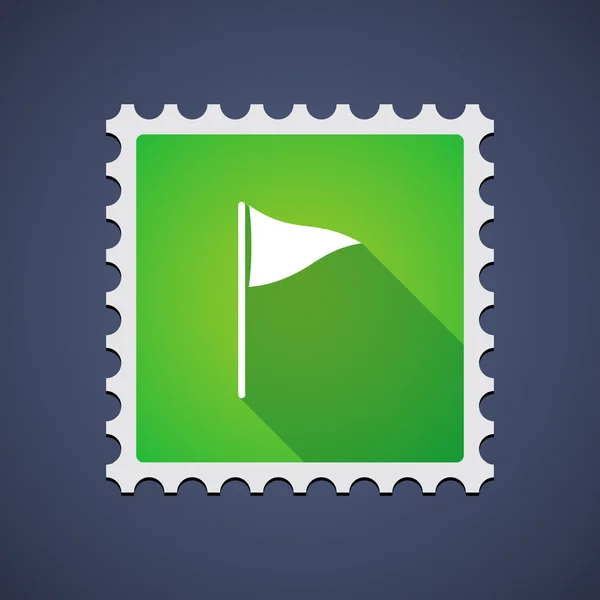 Green mail stamp icon with a golf flag — Stock Vector