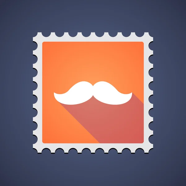 Orange mail stamp icon with a moustache — Stock Vector