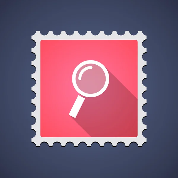 Red mail stamp icon with a magnifier — Stock Vector