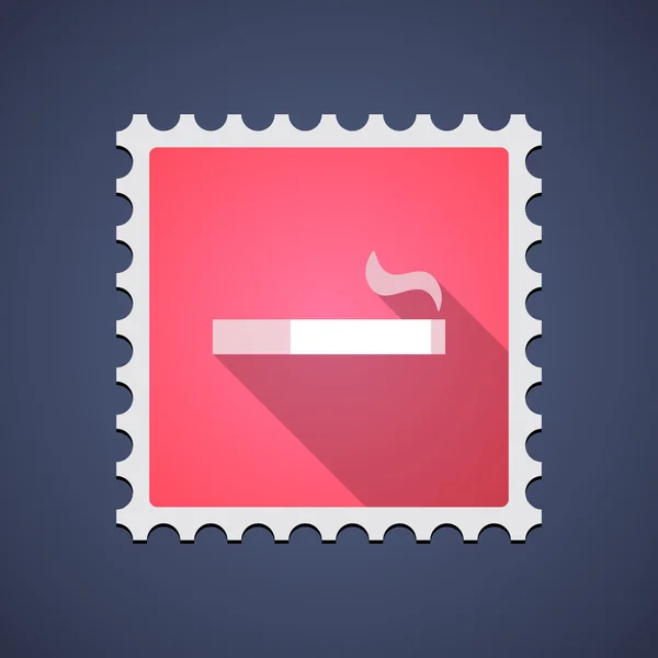 Pictograma de timbru roșu cu o țigară — Vector de stoc