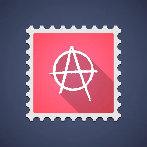 Icône de timbre-poste rouge avec un signe d'anarchie — Image vectorielle
