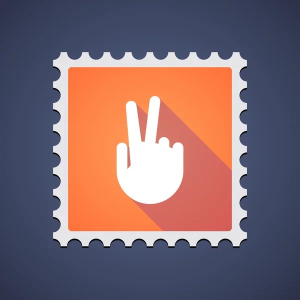 Mail stamp icon with a victory hand — Stock Vector