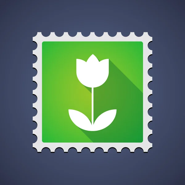 Icône de timbre-poste vert avec une tulipe — Image vectorielle