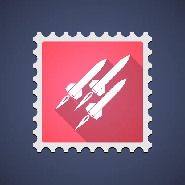 Pictograma de timbru roșu cu rachete — Vector de stoc