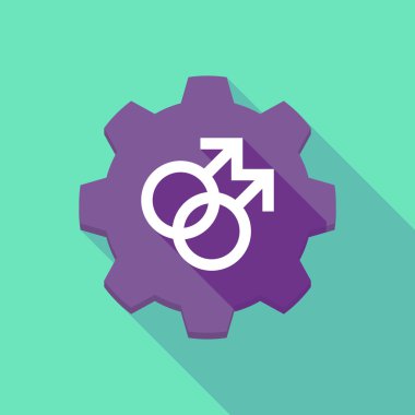 Uzun gölge dişli simgesini gay işaretiyle