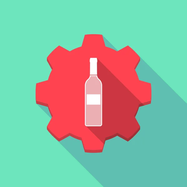 Dlouhý stín gear icob s lahví vína — Stockový vektor