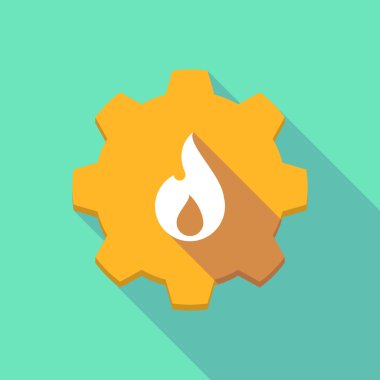 uzun gölge dişli simgesini bir alev ile