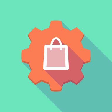 uzun gölge dişli simgesini bir alışveriş çantası ile