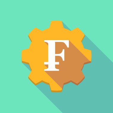 uzun gölge dişli simgesini İsviçre Frangı işaretiyle