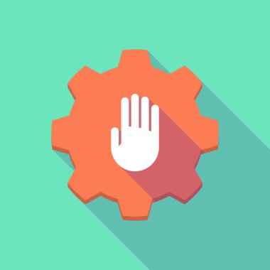 uzun gölge dişli simgesini bir el ile