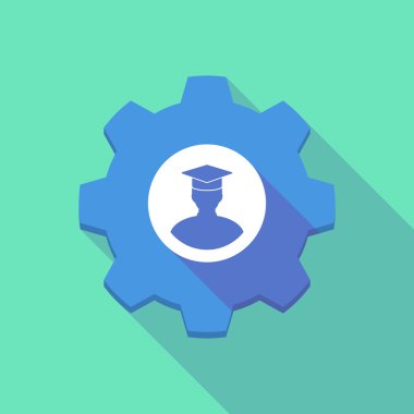 uzun gölge dişli simgesini bir öğrenci ile