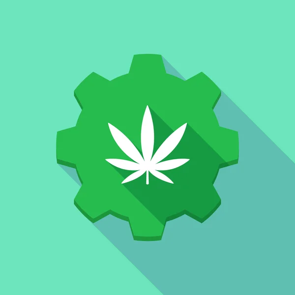 Långa skugga redskap ikonen med ett marijuana blad — Stock vektor