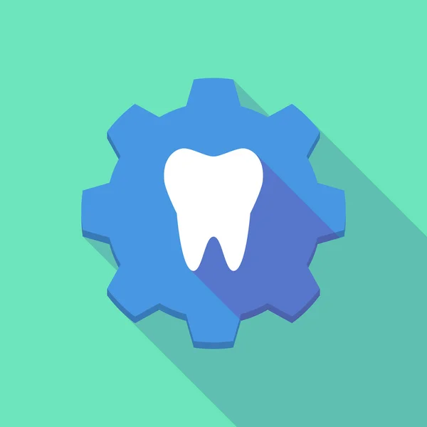 Długi cień ikony koła zębatego z zęba — Wektor stockowy