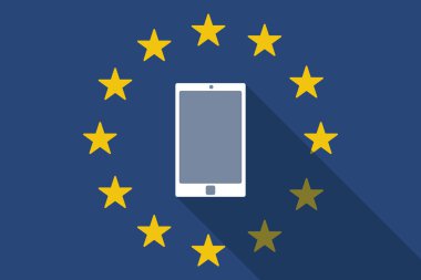 Avrupa Birliği uzun gölge bayrak bir akıllı telefon ile