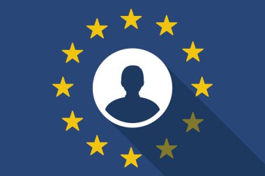 Avrupa Birliği uzun gölge bayrak bir erkek avatar ile