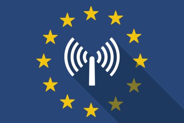 Avrupa Birliği uzun gölge bayrak bir anten ile