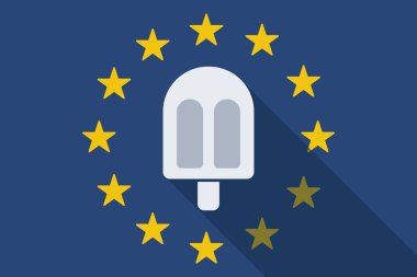 Avrupa Birliği uzun gölge bayrak bir dondurma ile