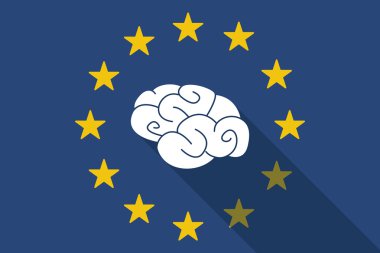 Avrupa Birliği uzun gölge bayrak bir beyin ile