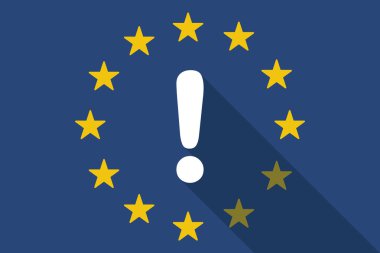 Avrupa Birliği uzun gölge bayrak bir ünlem işareti ile