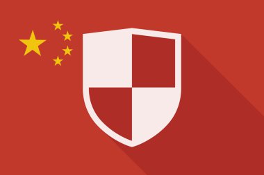 Çin uzun gölge bayrak bir kalkan ile