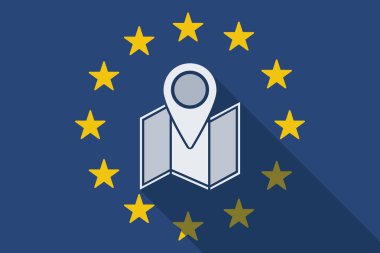 Avrupa Birliği uzun gölge bayrak bir harita