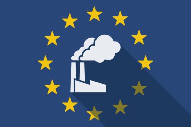 Avrupa Birliği uzun gölge bayrak bir fabrika ile