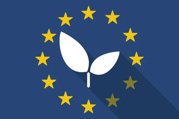Europeiska unionens långa skugga flagga med en växt — Stock vektor