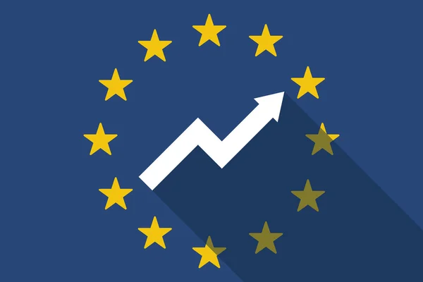 Bandeira de sombra longa da União Europeia com um gráfico — Vetor de Stock