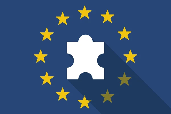 Europeiska unionens långa skugga flagga med en pusselbit — Stock vektor
