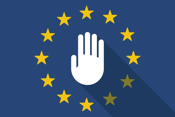 Σημαία της Ευρωπαϊκής Ένωσης πολύ σκιά με ένα χέρι — Διανυσματικό Αρχείο