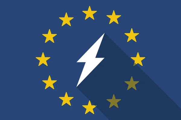 Прапор Європейського Союзу довгу тінь з блискавка — стоковий вектор