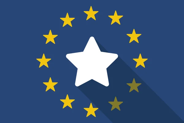 Bandeira de sombra longa da União Europeia com uma estrela — Vetor de Stock