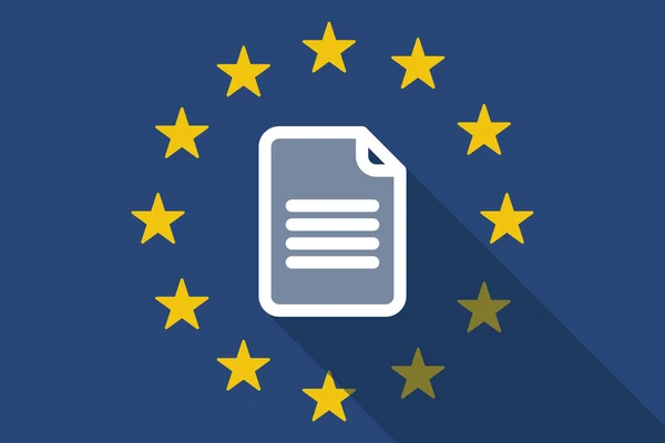 European Union  long shadow flag with a document — Stock Vector