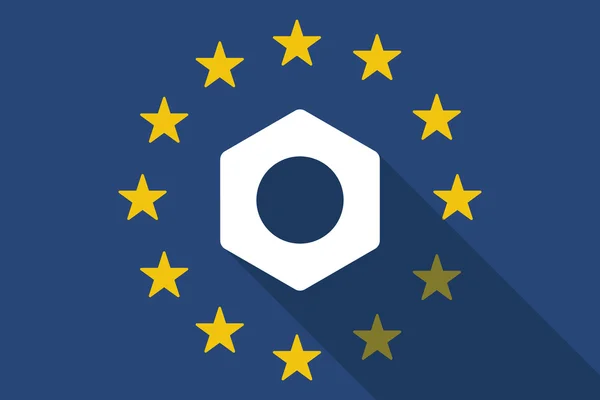 Drapeau ombre long de l'Union européenne avec une noix — Image vectorielle