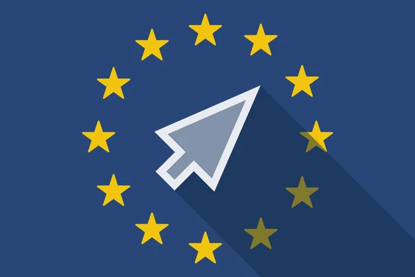 Bandeira sombra longa da União Europeia com um cursor — Vetor de Stock